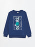 LC Waikiki Crew Neck Printed Reversible Sequined Long Sleeve Boy T-Shirt